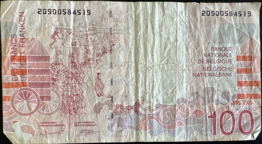 Belgium 100 Franc, back