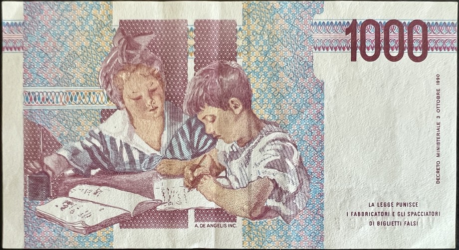 Italy 1000 Lira, back