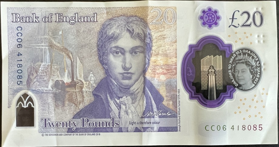 United Kingdom 20 Pound, back