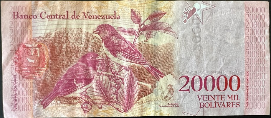 Venezuela 20000 Bolívar, back