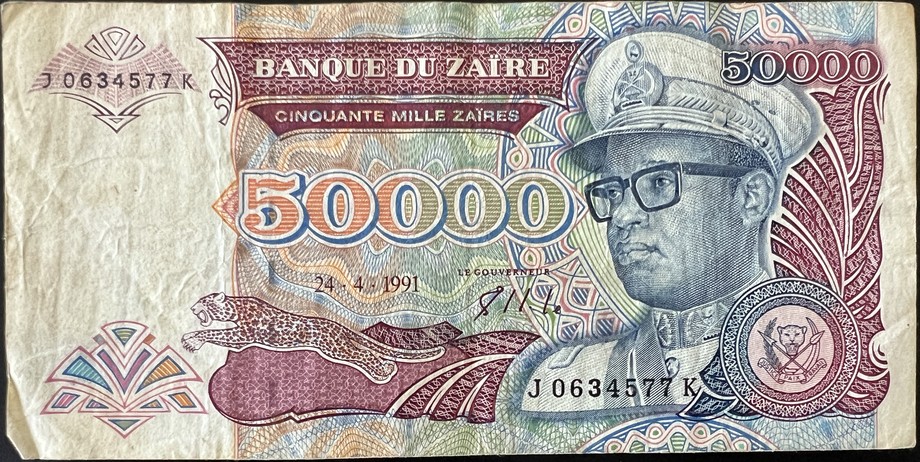 Zaire 50000 Zaïre, front