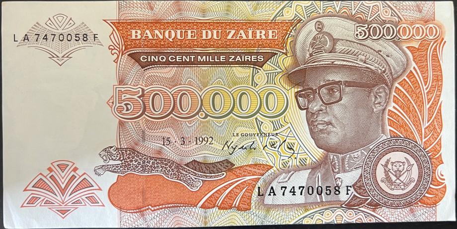 Zaire 500000 Zaïre, front