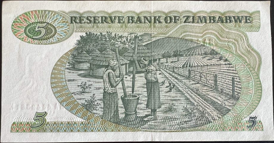 Zimbabwe 5 Dollar, back