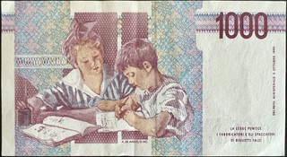 Italy 1000 Lira, back